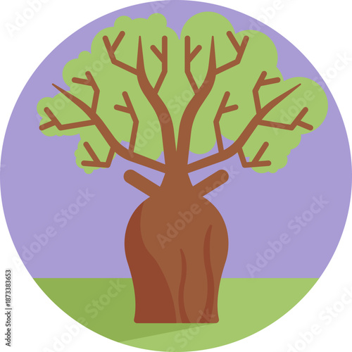 A minimalist icon representing native Australian trees, symbolizing the country’s unique natural landscapes and biodiversity.