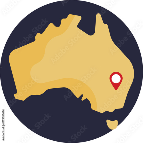 A simplified outline of Australia representing geographic location, navigation, or regional information related to the country.