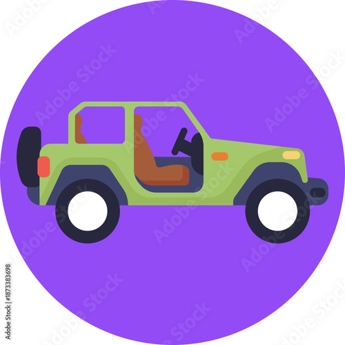 Jeep off-road vehicle icon inspired by rugged Australian outback travel and long-distance exploration across remote terrain.