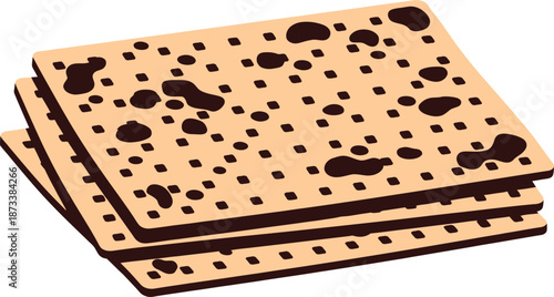 Stack of traditional jewish passover matzah unleavened bread for religious seder holiday meal celebrating freedom and history of exodus featuring crispy crackers for ritual feast food.