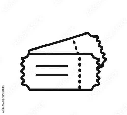 Dance event ticket line icon isolated on white background