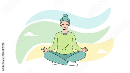 Woman Meditating in Lotus Position, Practicing Yoga and Mindfulness for Inner Peace and Relaxation