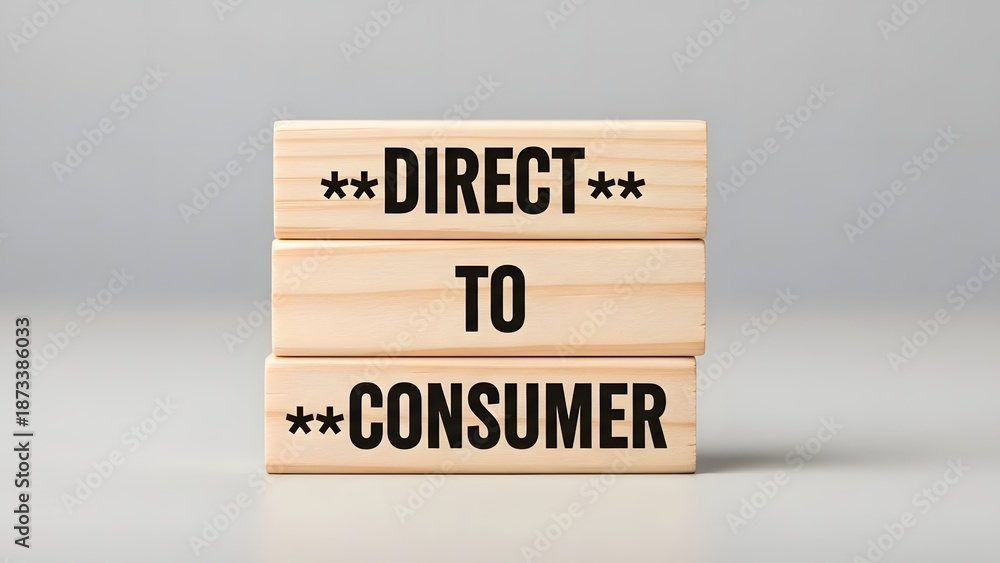 Naklejka premium Wooden blocks arranged to show direct to consumer concept