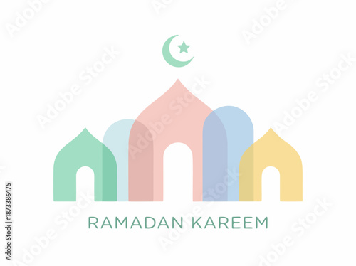 modern Ramadan Kareem design with geometric mosque shapesss