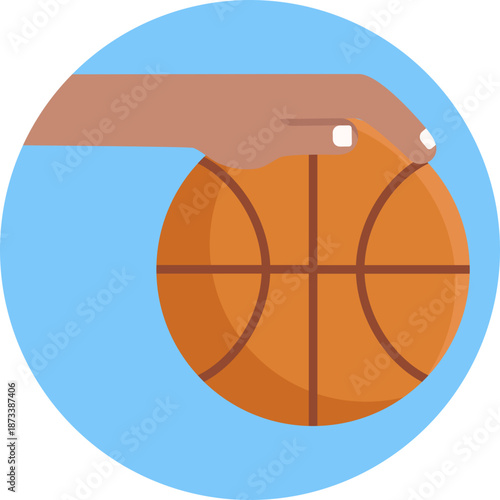 A simple representation of a basketball featuring curved seam lines, commonly used to indicate basketball-related content or activities.