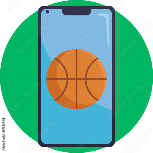 A clean smartphone icon symbolizing mobile access to basketball-related content such as scores, news, and live updates.