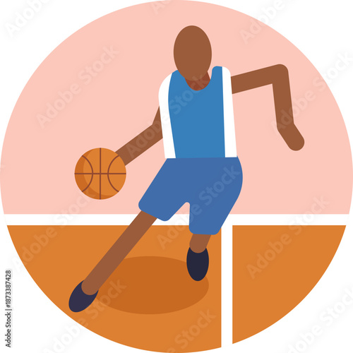 An icon showing a person in motion with a basketball, symbolizing participation in a basketball game or training session.