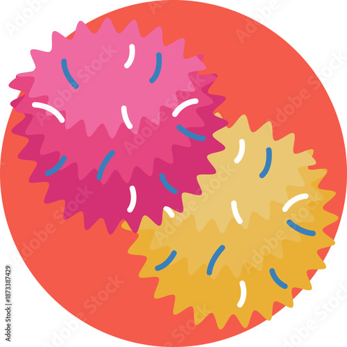 A simple icon illustrating pom-poms used by fans or cheerleaders to encourage players during basketball matches.