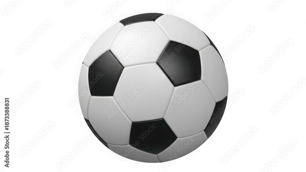 Fototapeta premium Classic Black and White Soccer Ball Isolated on Transparent Background – Realistic 3D Football Sport Equipment Render