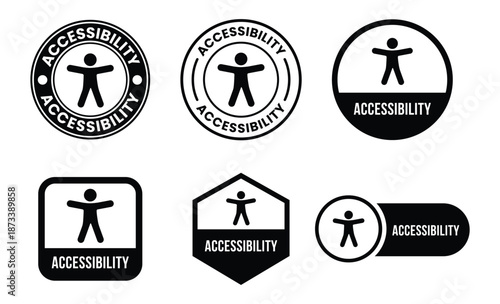Accessibility Icon Set on White Background, Inclusive Design, Disability Support and User Interface Accessibility Symbols Collection