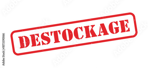 Timbre Rond Rouge Destockage en Style Grunge avec Effet Encre Vieillie pour Promotion, Soldes, Liquidation et Marketing Commercial