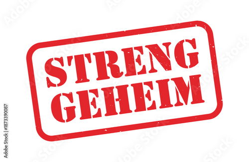 Streng Geheim Roter Grunge Stempel im Vintage Stil mit Abgenutzter Tinte für Vertrauliche Dokumente, Sicherheit und Geheimhaltung