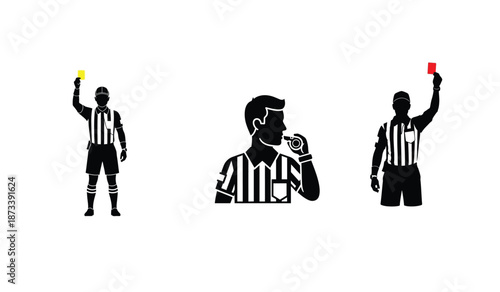 Football Referee Coach Silhouette Vector Illustration Minimal black silhouette of a football referee or coach standing. Professional flat vector EPS file, isolated on white background, suitable for 