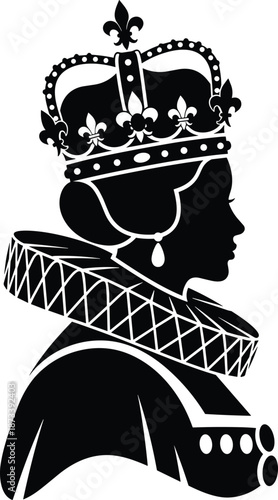 Mardi Gras Rex, Queen of Carnival Illustration, Silhouette, Vector, Line Art