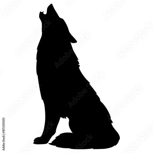 Silhouette of a wolf howling at the moon, representing the wild and untamed spirit of nature