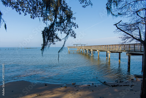 Aerial view of Daphne, Alabama and Mobile Bay in January