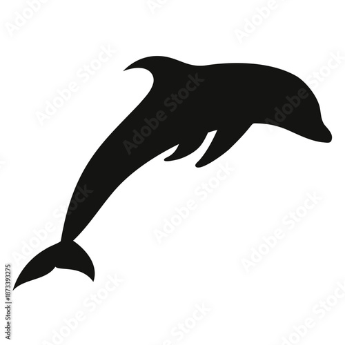 A dolphin jumps out of the ocean water in a playful leap.