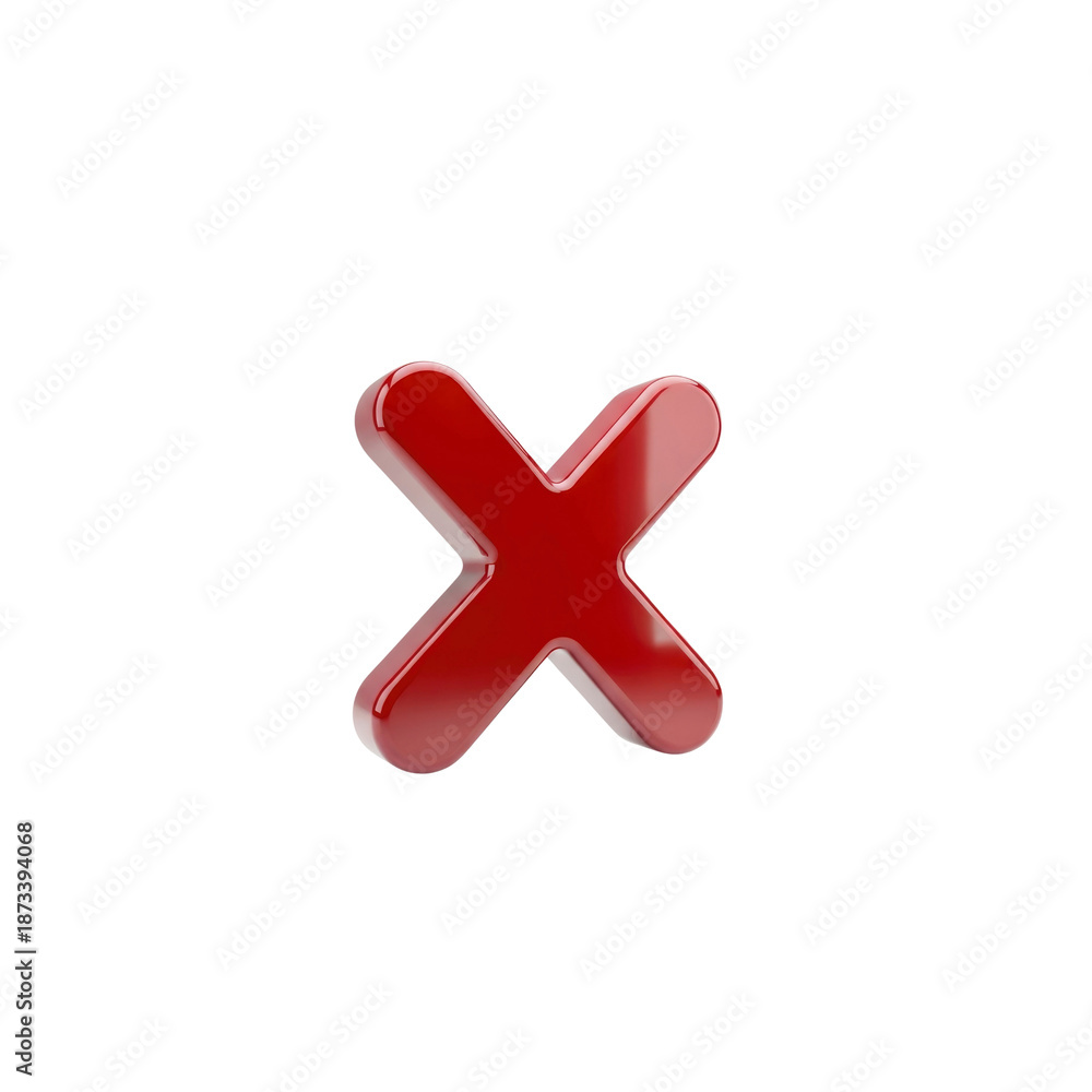 Obraz premium Glossy red x mark on Transparent Background