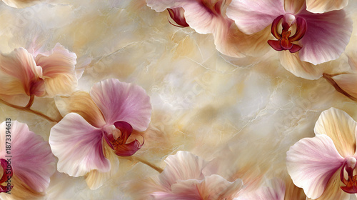 Wallpaper Mural Close-Up of Delicate Orchids on Textured Background Torontodigital.ca