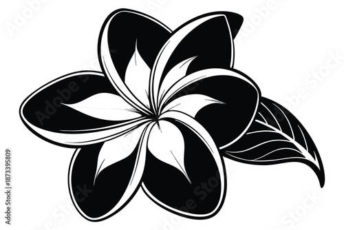 Artistic Frangipani Blossom Silhouette Vector Icon for Beauty Brands