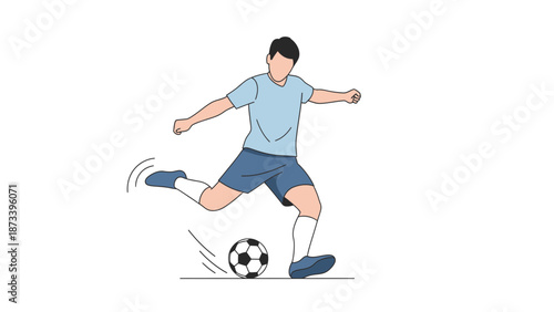 Man kicking soccer ball in dynamic motion illustration
