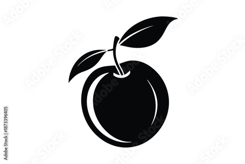 Fresh Plum Fruit Silhouette Vector for Health and Wellness Infographics