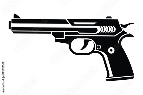 Semi-Automatic Handgun Pistol Silhouette Vector Graphic