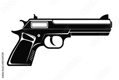Police Service Pistol Sidearm Silhouette Vector Design