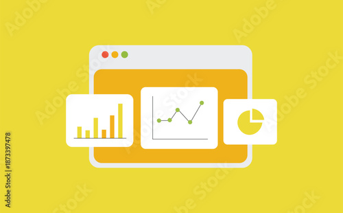Business Analytics Dashboard with Charts and Graphs Web Interface Vector