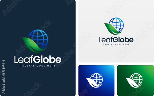 Minimal Leaf Globe Logo Design for Clean and Modern Identity