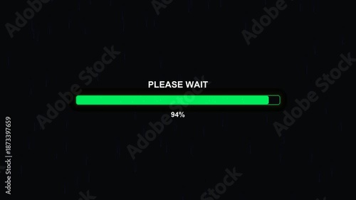 Progress bar animation shows waiting period at full length in a modern design style