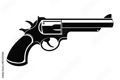 Armed Defense Pistol Silhouette Graphic Vector Illustration Isolated