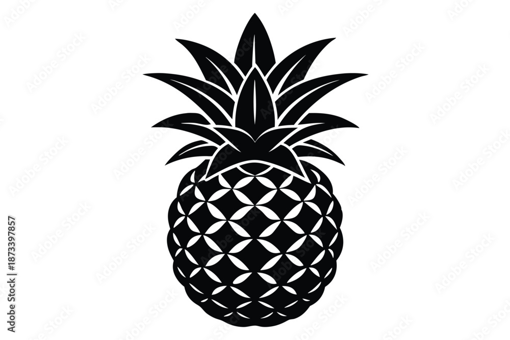 Obraz premium Classic Pineapple Plant Silhouette Vector Illustration for Tropical Theme Design
