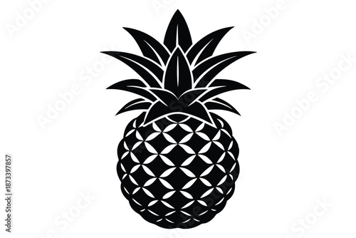 Classic Pineapple Plant Silhouette Vector Illustration for Tropical Theme Design