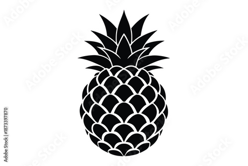 Minimalist Pineapple Silhouette Vector Illustration on White Background