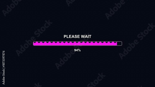 Modern progress bar animation for wait indication during loading periods on a dark background