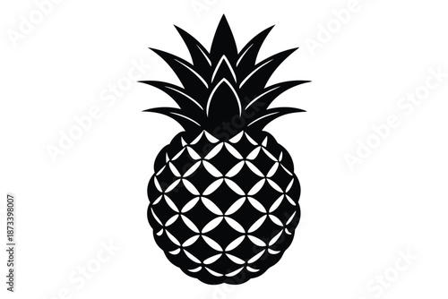 Black Pineapple Silhouette Stencil Element for Creative Design
