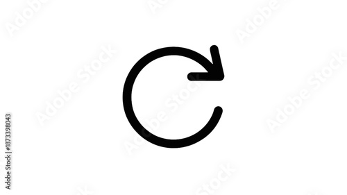 Circular arrow icon in simple minimalist design with dark color scheme on white background for reload symbol