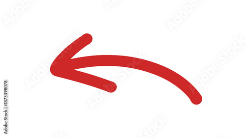 Red Arrow Directional Sign in Simple Design with Bold Color on White Background for Graphic Design