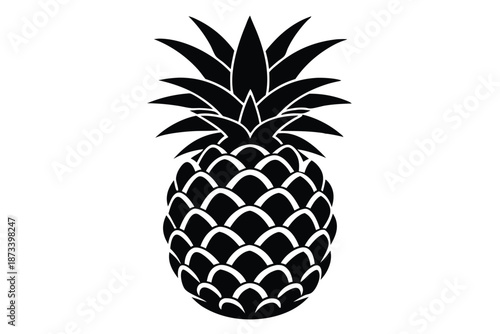 Decorative Pineapple Silhouette Vector Illustration for Textiles