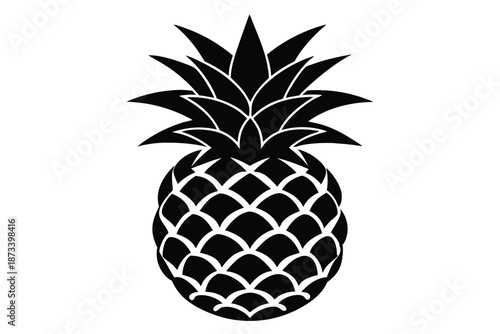 Fresh Pineapple Fruit Silhouette Vector for Kitchen Decor