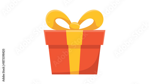 A vibrant red gift box with a bright yellow ribbon and bow