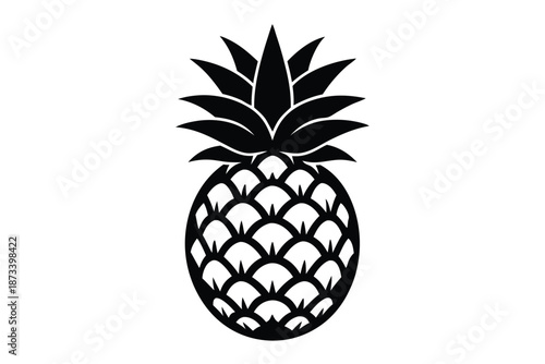 Vintage Style Pineapple Silhouette Graphic on White Background