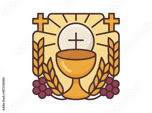 A symbolic illustration of a Christian communion chalice and host