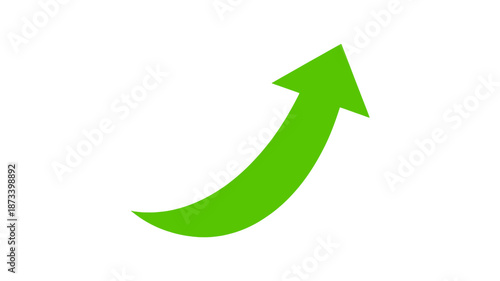 Free Download Green Arrow Upward Trending Graph Icon in Simple Flat Design with Bright Lime Color on White Background for Infographics - GFXLoad