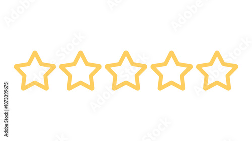 Four gold stars in a row on white background in minimalist style with soft lighting for rating and review