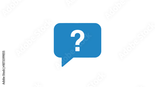 Question mark in speech bubble with blue color on white background for customer support