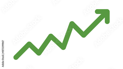 Green Arrow Graph Increasing Trend in Simple Line Style with Bright Green Color on White Background for Business Infographics