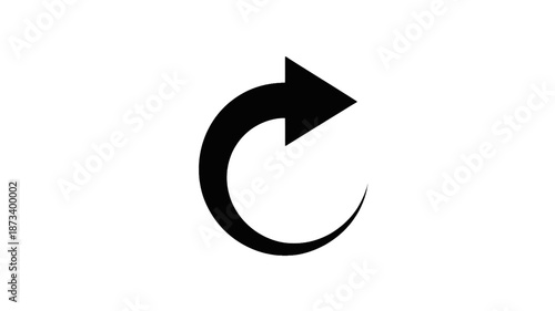 Circular arrow icon in minimalist design with bold black color on white background for reload symbol