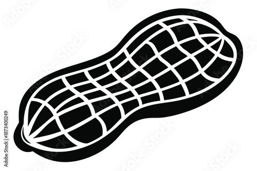 Peanut vector graphic, clean black and white silhouette on a white background